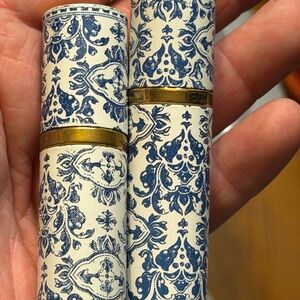Vintage Guerlain Shalimar Travel Spray Atomizer Set Blue White Toile